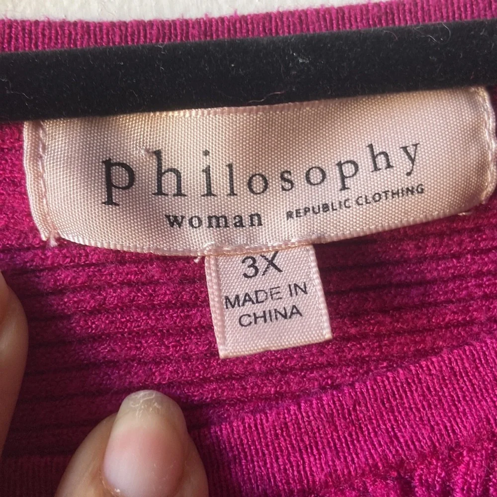 Philosophy Republic Clothing Women’s Knit SweaterHot Pink Crewneck Size 3x - Picture 5 of 7